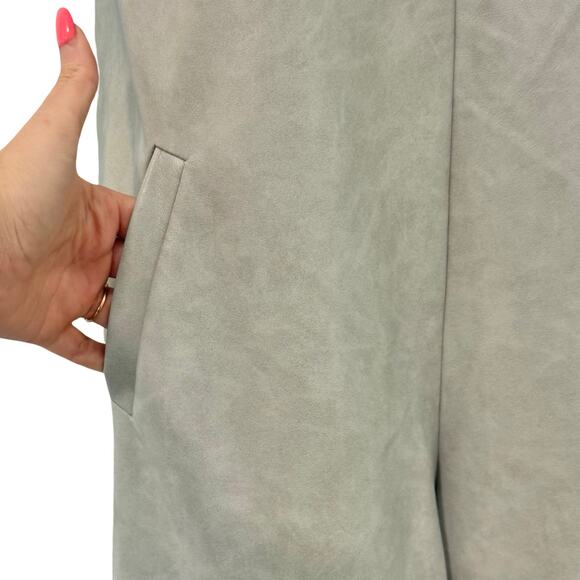 Avec Les Filles Anthropologie Gray Vegan Leather Wide Leg Jumpsuit sz XS NEW Tag - Picture 14 of 14